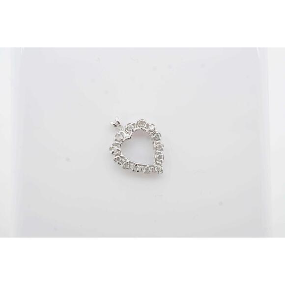 Estate Sale 14k White Gold Diamond Pendant Charm 0.32 TCW Vintage Jewelry - Picture 2 of 6